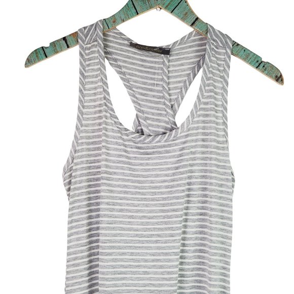 Finn & Clover Racerback Gray White Striped Maxi Comfy Dress Sz M - Picture 3 of 9
